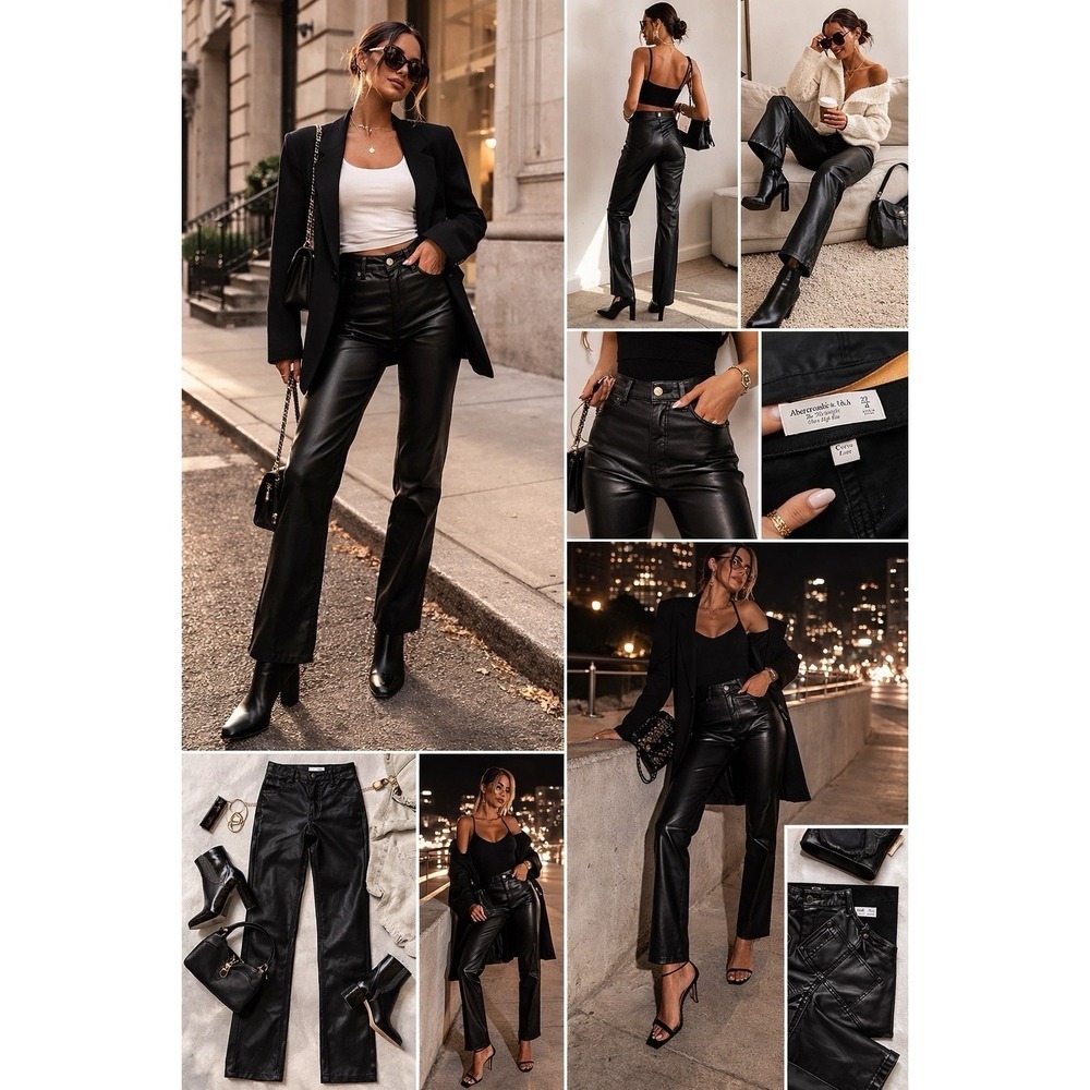 Abercrombie & Fitch 90s Straight High Rise faux leather pants size 27 4 Curve